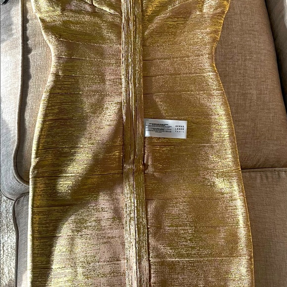 Herve Leger Gold Cap Sleeve Dress - Picture 6 of 7
